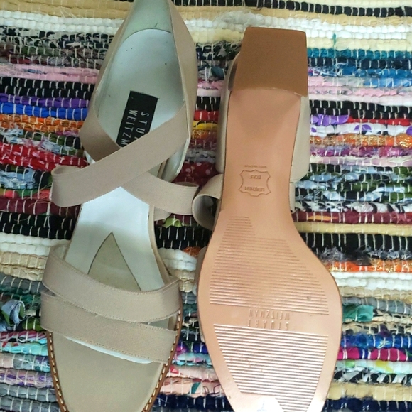 STUART WEITZMAN CREME ELASTIC STRAPPED SANDALS SZ 9AA - Picture 5 of 6